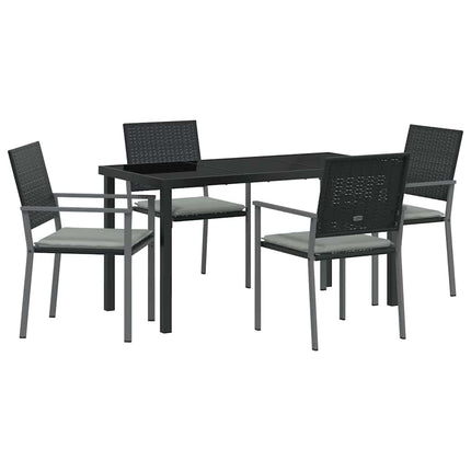 Trädgårdsmöbelset 5 pcs Svart och Ljusgrå PE Rattan