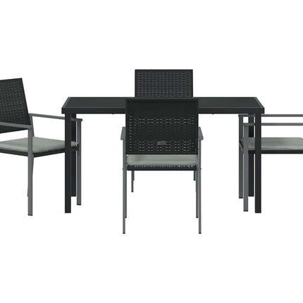 Trädgårdsmöbelset 5 pcs Svart och Ljusgrå PE Rattan