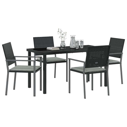 Trädgårdsmöbelset 5 pcs Svart och Ljusgrå PE Rattan