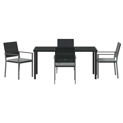 Trädgårdsmöbelset 5 pcs Svart och Ljusgrå PE Rattan