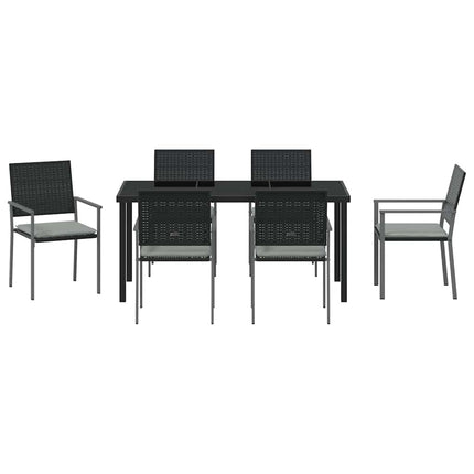 Trädgårdsmöbelset 7 pcs Svart och Ljusgrå PE Rattan