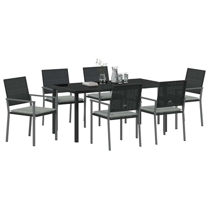 Trädgårdsmöbelset 7 pcs Svart och Ljusgrå PE Rattan