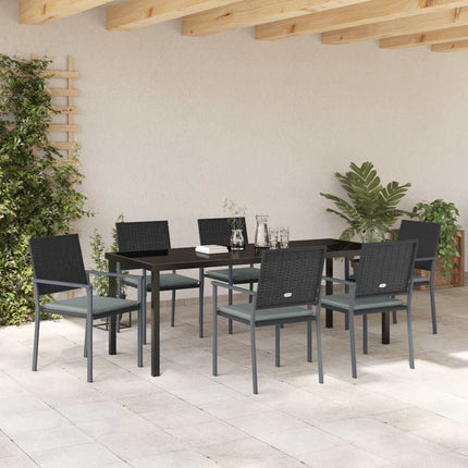 Trädgårdsmöbelset 7 pcs Svart och Ljusgrå PE Rattan
