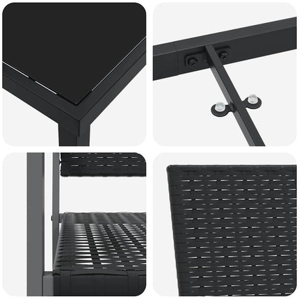 Trädgårdsmöbelset 3 pcs Svart PE Rattan