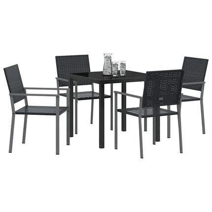 Trädgårdsmöbelset 5 pcs Svart PE Rattan