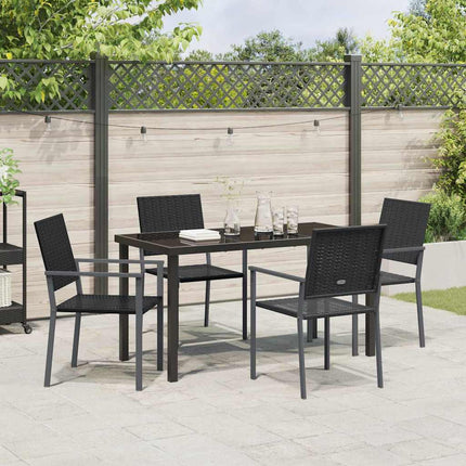Trädgårdsmöbelset 5 pcs Svart PE Rattan