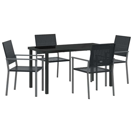 Trädgårdsmöbelset 5 pcs Svart PE Rattan