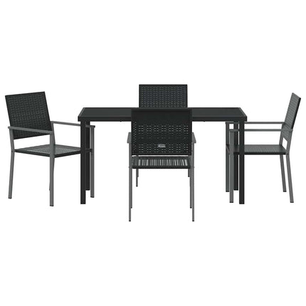 Trädgårdsmöbelset 5 pcs Svart PE Rattan