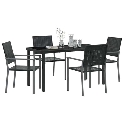 Trädgårdsmöbelset 5 pcs Svart PE Rattan