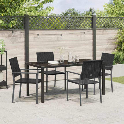 Trädgårdsmöbelset 5 pcs Svart PE Rattan