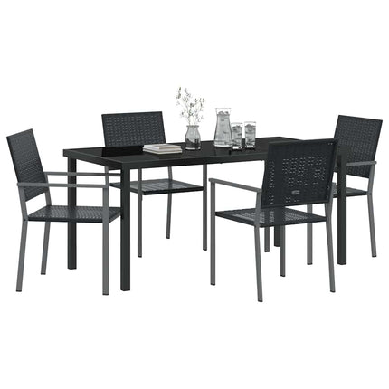 Trädgårdsmöbelset 5 pcs Svart PE Rattan