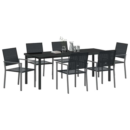 Trädgårdsmöbelset 7 pcs Svart PE Rattan