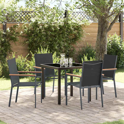 Trädgårdsmöbelset 5 pcs Svart Pulverlackerad stål