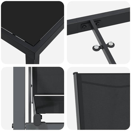 Trädgårdsmöbelset 5 pcs Svart Pulverlackerad stål