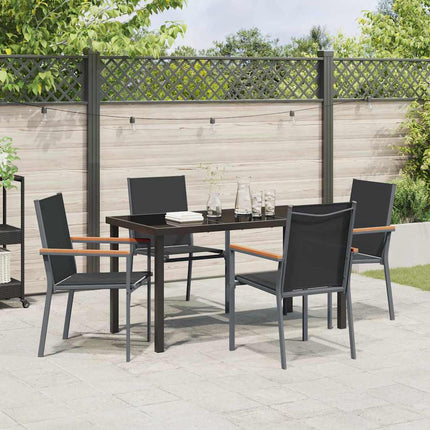 Trädgårdsmöbelset 5 pcs Svart Pulverlackerad stål