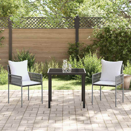 Trädgårdsmöbelset 3 pcs Brun och svart PE Rattan