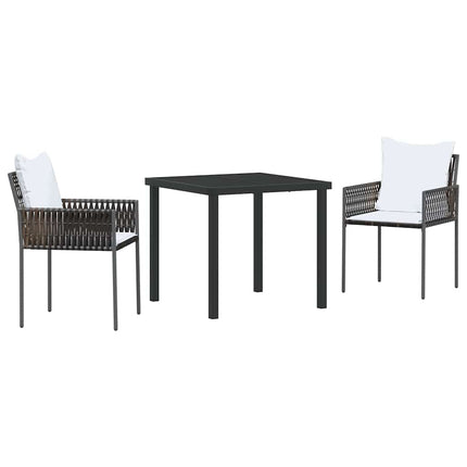Trädgårdsmöbelset 3 pcs Brun och svart PE Rattan