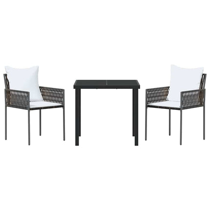 Trädgårdsmöbelset 3 pcs Brun och svart PE Rattan