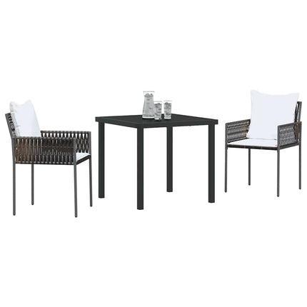 Trädgårdsmöbelset 3 pcs Brun och svart PE Rattan