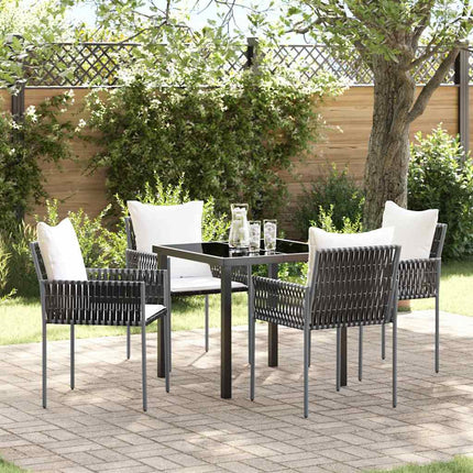 Trädgårdsmöbelset 5 pcs Brun och svart PE Rattan