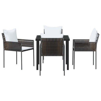 Trädgårdsmöbelset 5 pcs Brun och svart PE Rattan