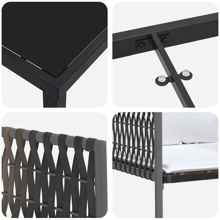 Trädgårdsmöbelset 5 pcs Brun och svart PE Rattan