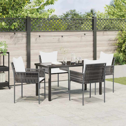 Trädgårdsmöbelset 5 pcs Brun och svart PE Rattan