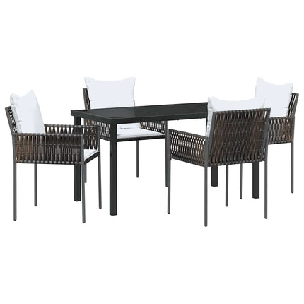 Trädgårdsmöbelset 5 pcs Brun och svart PE Rattan