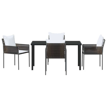 Trädgårdsmöbelset 5 pcs Brun och svart PE Rattan