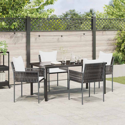 Trädgårdsmöbelset 5 pcs Brun och svart PE Rattan