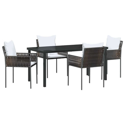 Trädgårdsmöbelset 5 pcs Brun och svart PE Rattan