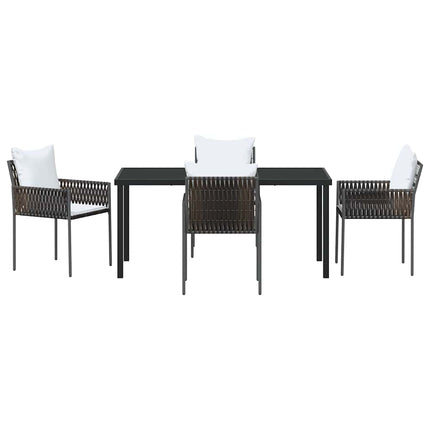 Trädgårdsmöbelset 5 pcs Brun och svart PE Rattan