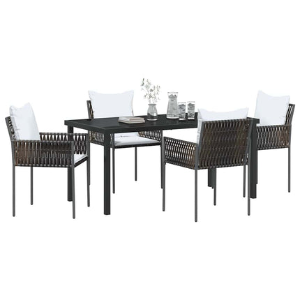 Trädgårdsmöbelset 5 pcs Brun och svart PE Rattan