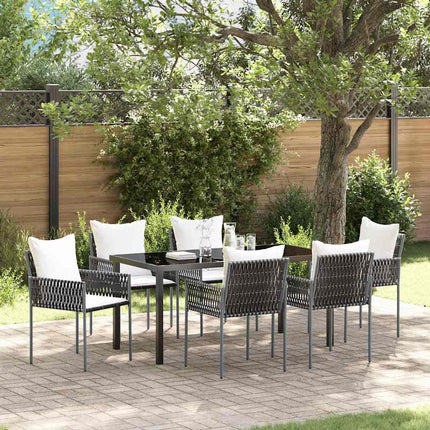 Trädgårdsmöbelset 7 pcs Brun och svart PE Rattan