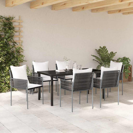 Trädgårdsmöbelset 7 pcs Brun och svart PE Rattan