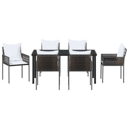 Trädgårdsmöbelset 7 pcs Brun och svart PE Rattan