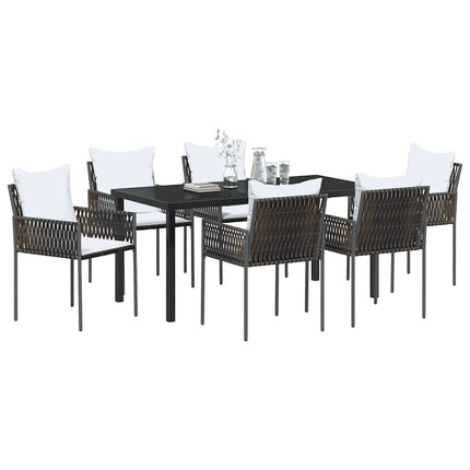 Trädgårdsmöbelset 7 pcs Brun och svart PE Rattan