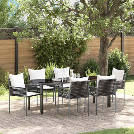 Trädgårdsmöbelset 7 pcs Brun och svart PE Rattan