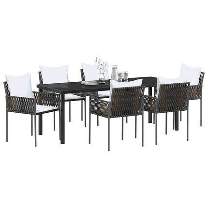 Trädgårdsmöbelset 7 pcs Brun och svart PE Rattan