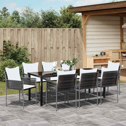 Trädgårdsmöbelset 9 pcs Brun och svart PE Rattan