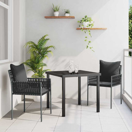 Trädgårdsmöbelset 3 pcs Svart och Grå PE Rattan