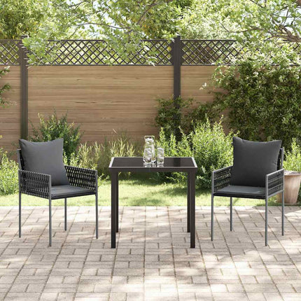 Trädgårdsmöbelset 3 pcs Svart och Grå PE Rattan