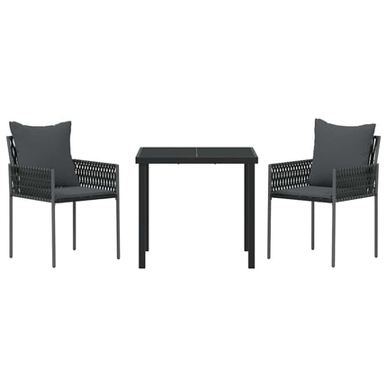 Trädgårdsmöbelset 3 pcs Svart och Grå PE Rattan