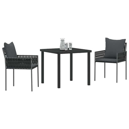 Trädgårdsmöbelset 3 pcs Svart och Grå PE Rattan