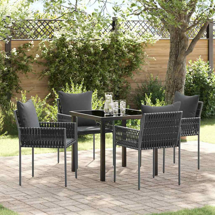 Trädgårdsmöbelset 5 pcs Svart och Grå PE Rattan