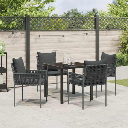 Trädgårdsmöbelset 5 pcs Svart och Grå PE Rattan