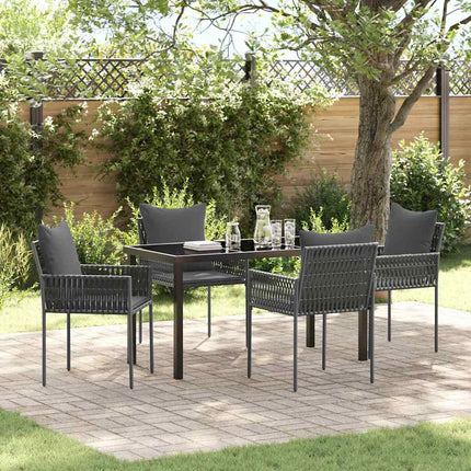 Trädgårdsmöbelset 5 pcs Svart och Grå PE Rattan