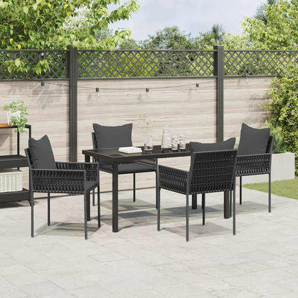 Trädgårdsmöbelset 5 pcs Svart och Grå PE Rattan