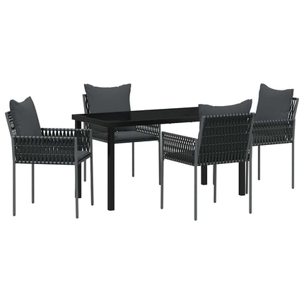 Trädgårdsmöbelset 5 pcs Svart och Grå PE Rattan