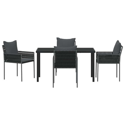 Trädgårdsmöbelset 5 pcs Svart och Grå PE Rattan